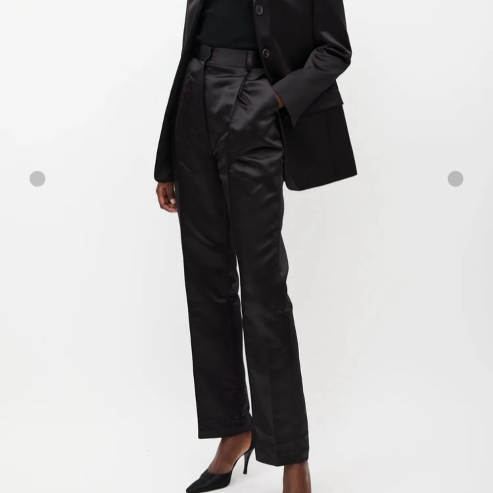 Beaufille Black Satin Trousers. Made in Portugal.